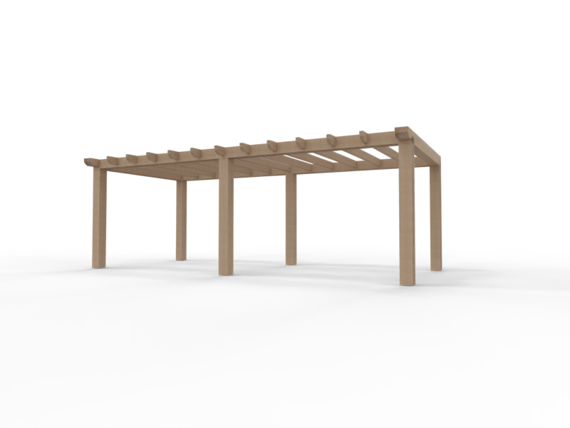 Overkapping Platdak Douglas 4000mm diep - 200mm balken – fijn bezaagd