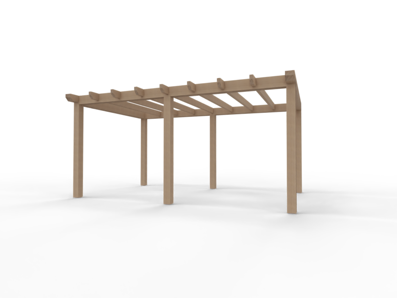 Overkapping Platdak Douglas 3500mm diep - 140mm balken – geschaafd