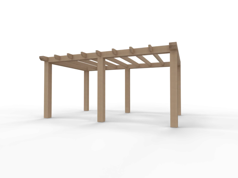 Overkapping Platdak Douglas 3500mm diep - 190mm balken – geschaafd