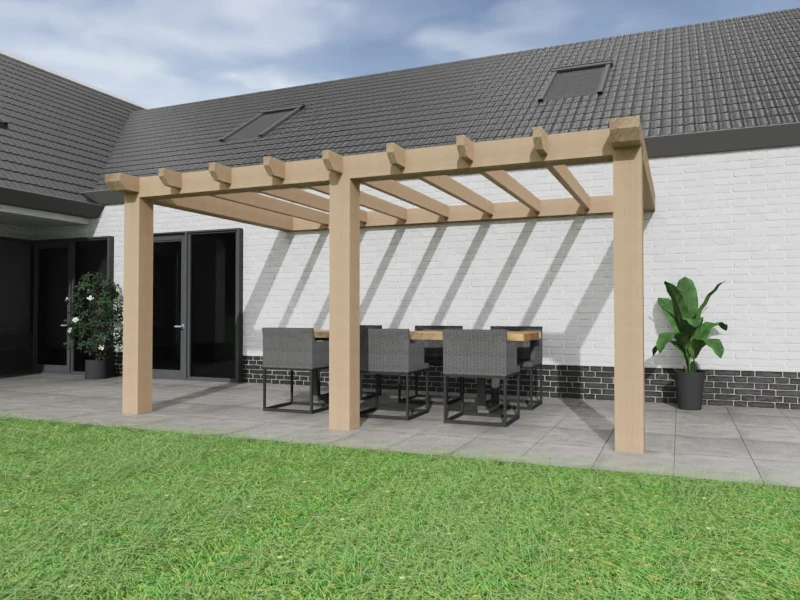 Aanbouw Veranda Douglas 3500mm diep - 190mm balken – geschaafd