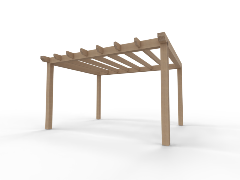 Overkapping Platdak Douglas 3000mm diep - 140mm balken – geschaafd