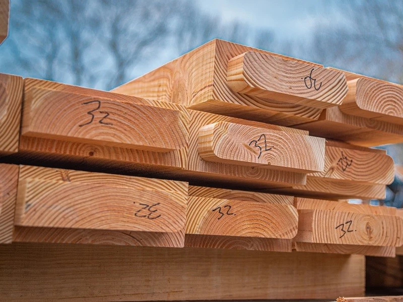 Aanbouw Veranda Douglas 3000mm diep - 150mm balken – fijn bezaagd