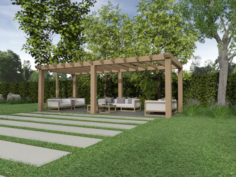 Overkapping Platdak Douglas 4000mm diep - 190mm balken – geschaafd