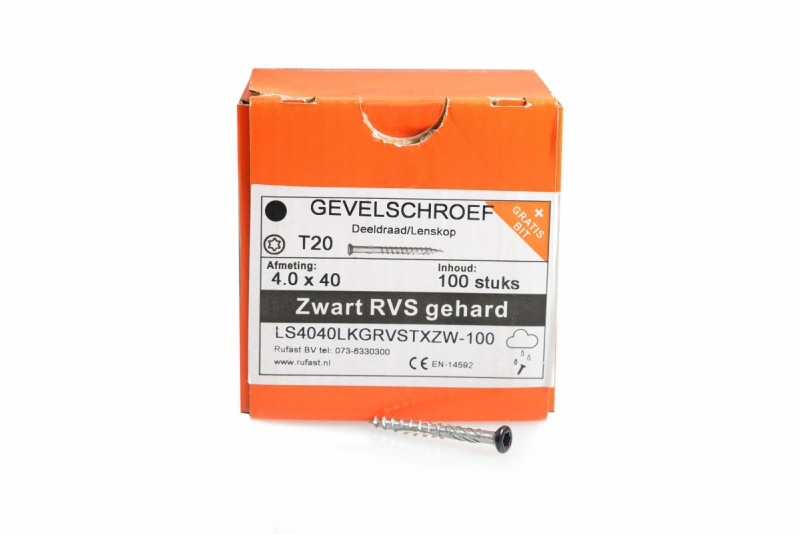 Gevelschroef RVS zwart 40 mm