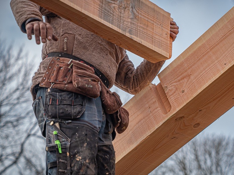 Aanbouw Veranda Douglas 3000mm diep - 140mm balken – geschaafd