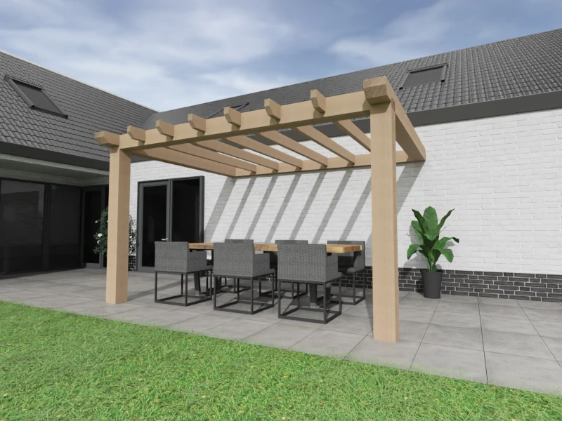 Aanbouw Veranda Douglas 3000mm diep - 190mm balken – geschaafd