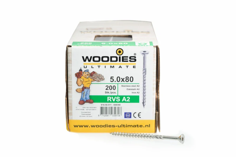 Schroef RVS A2 5x80 mm