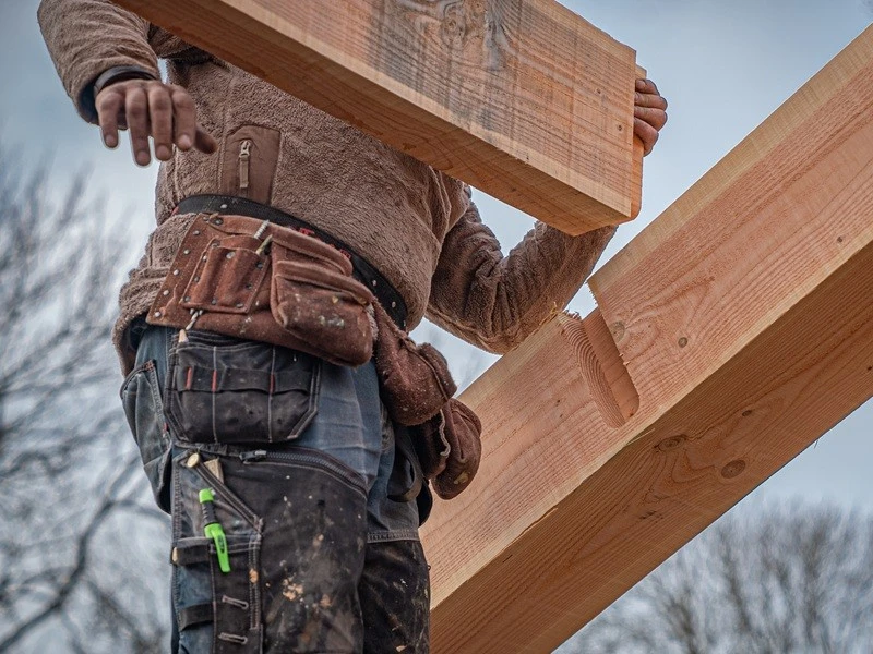 Aanbouw Veranda Douglas 4000mm diep - 200mm balken – fijn bezaagd