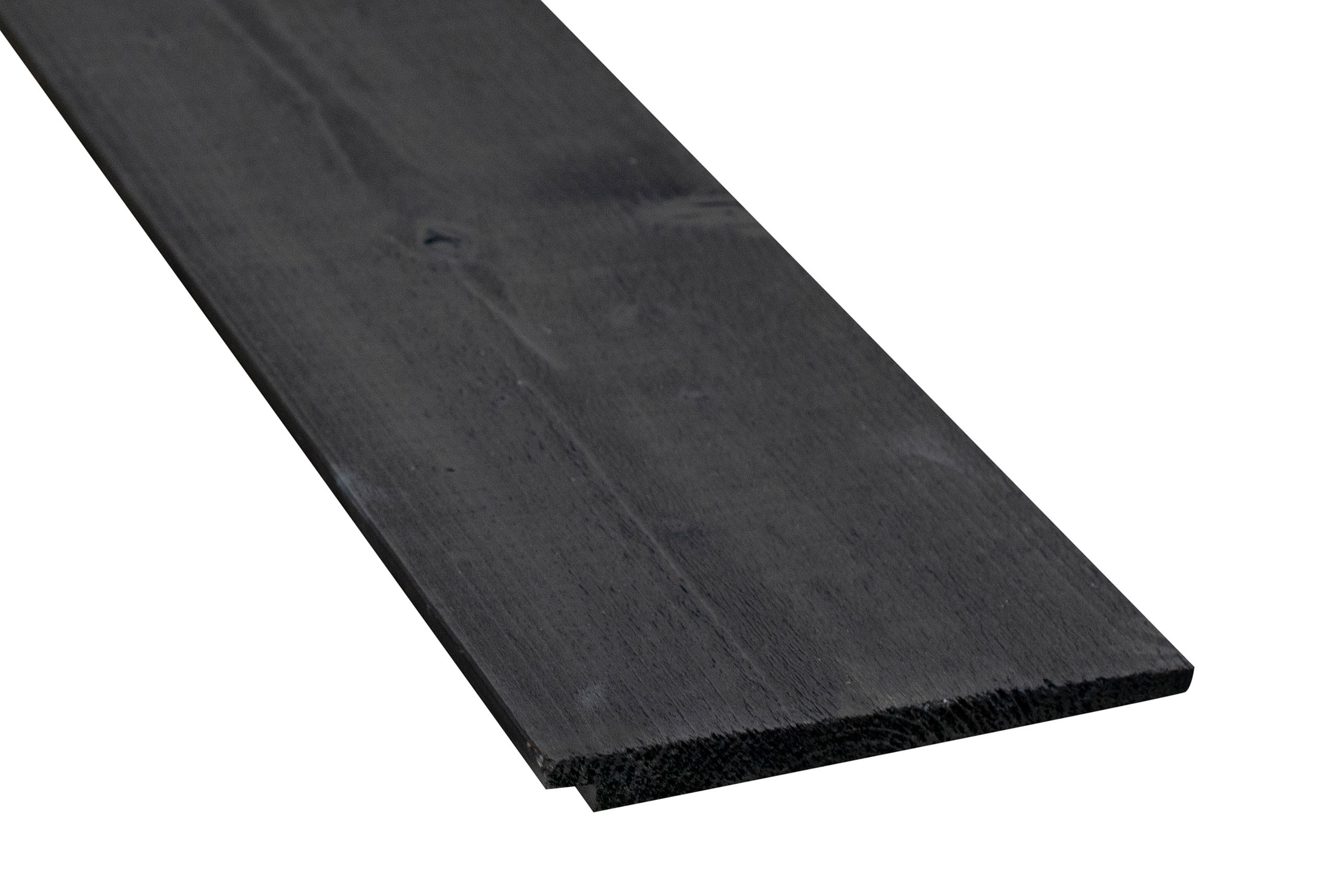 Vuren gemodificeerd Zweeds Rabat zwart gebeitst  fijnbezaagd/ 10/21 mm 175 mm werkend lengte 5,10 m product afbeelding
