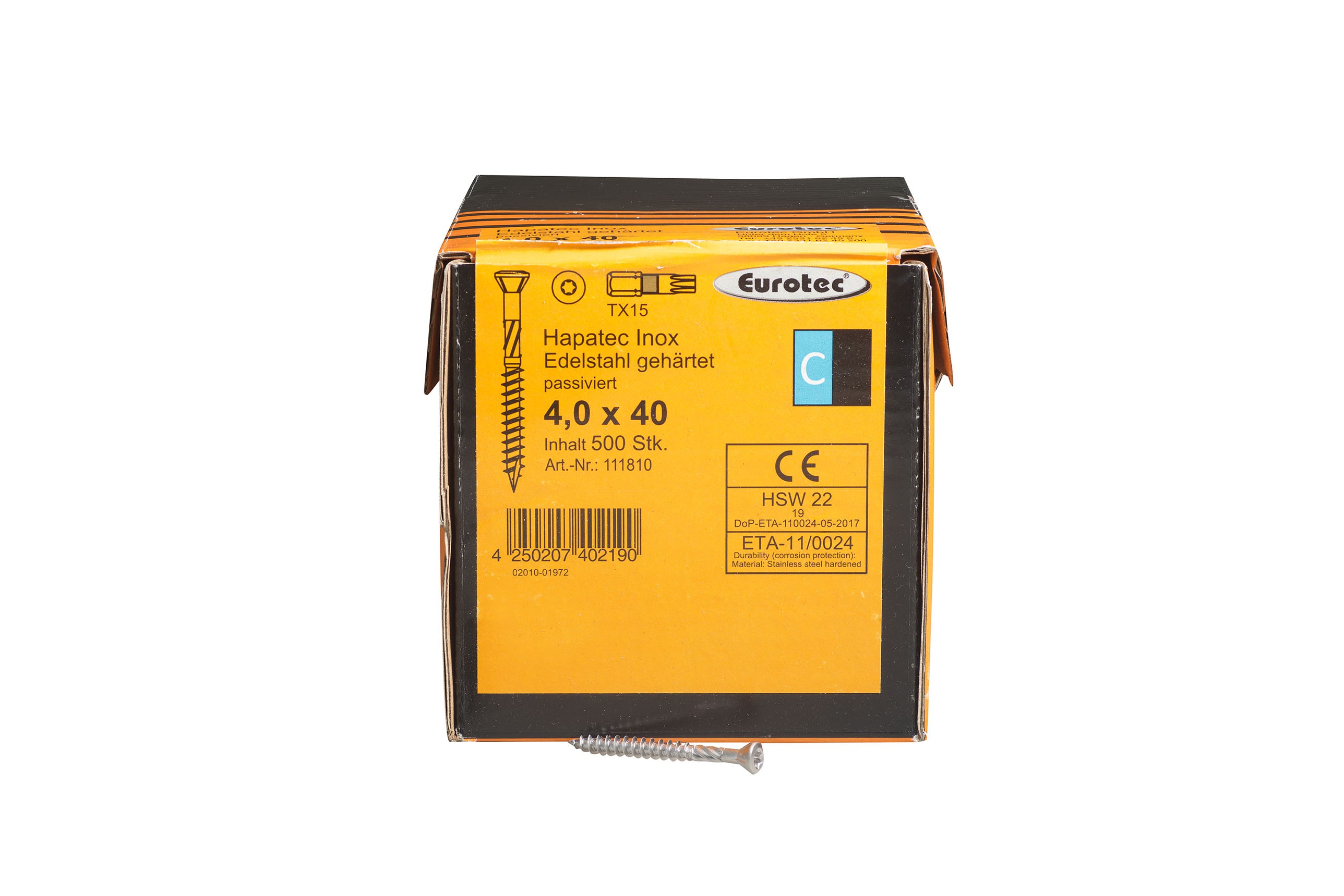 Gevelschroef RVS 40mm per 500 stuks product afbeelding