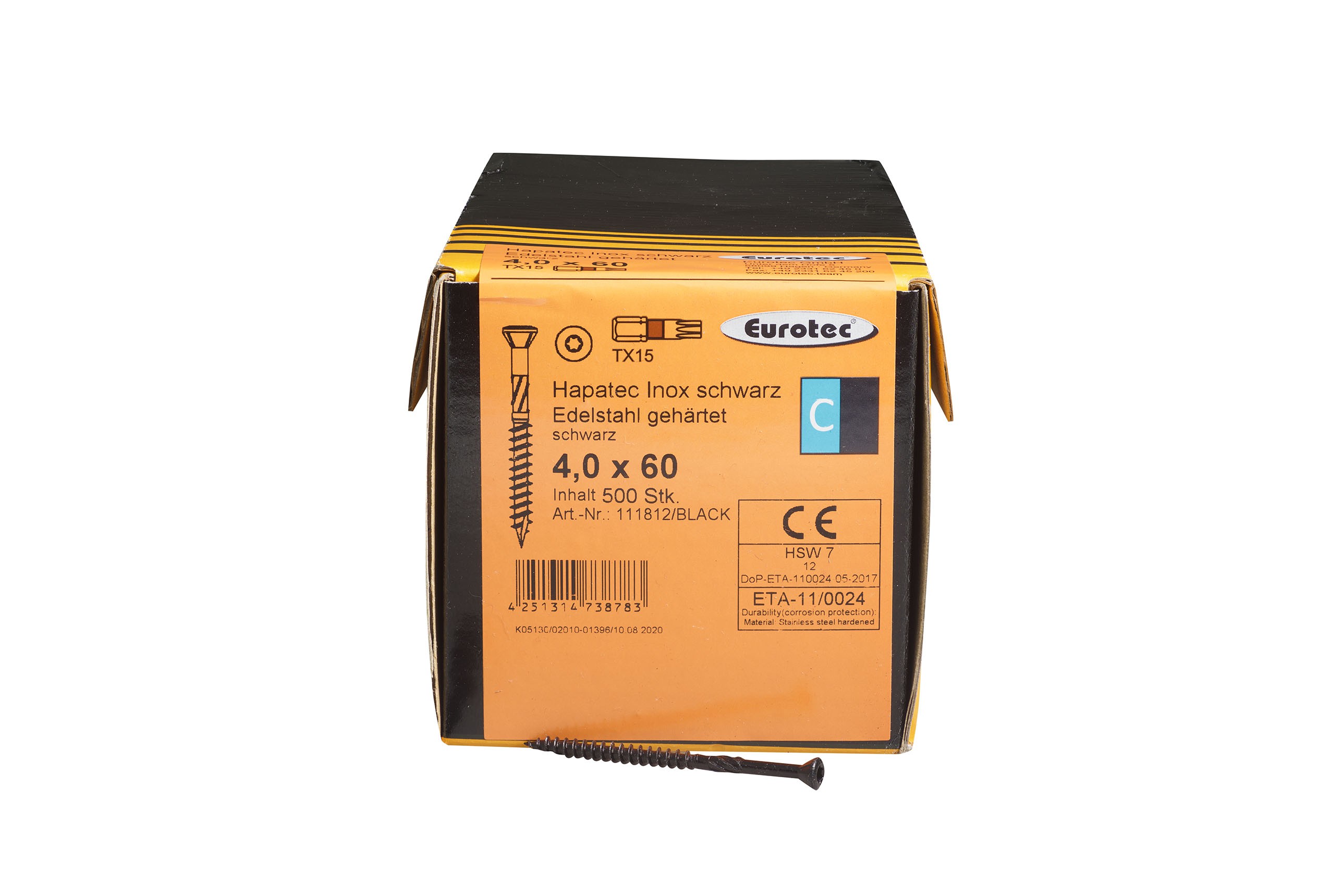Gevelschroef RVS 60 mm Zwart gecoat 500st. product afbeelding