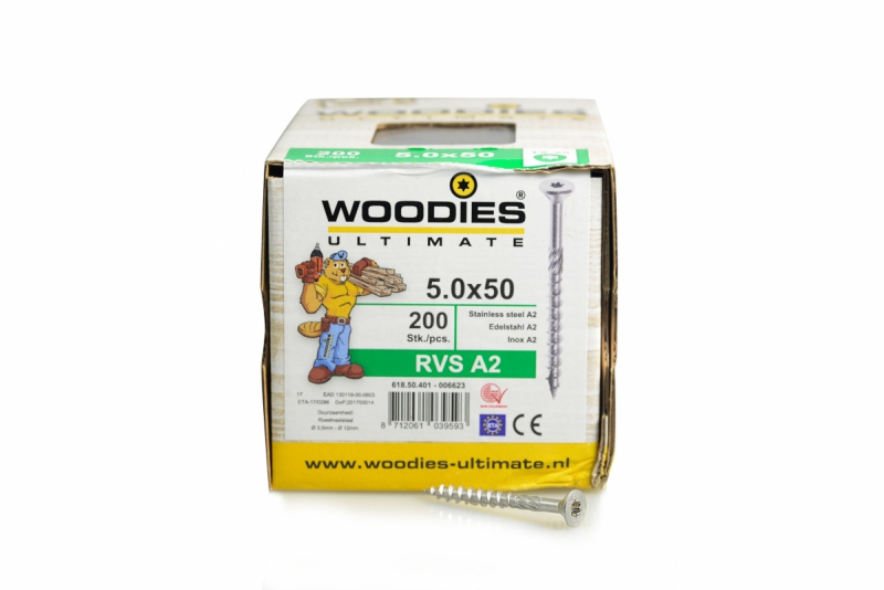 Woodies - Schroef RVS A2 5x50 mm product afbeelding