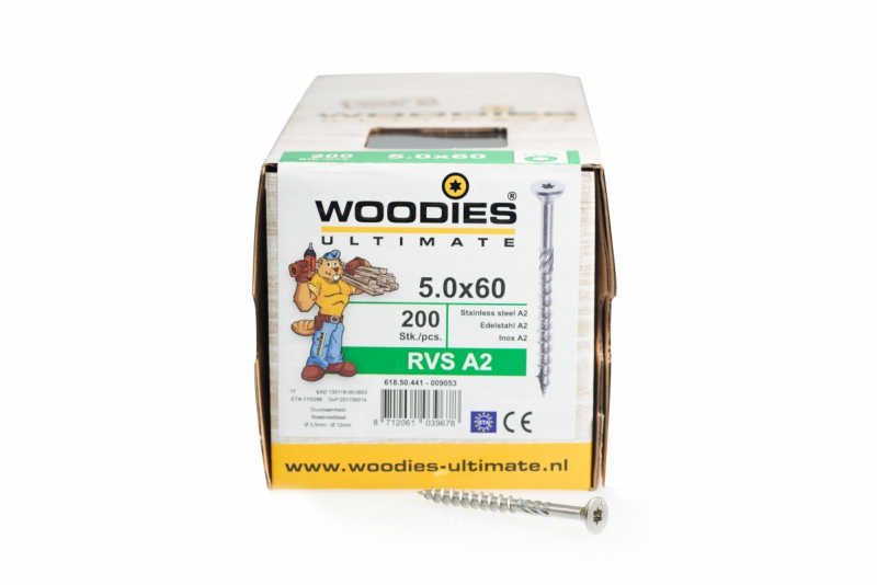 Woodies - Schroef RVS A2 5x60 mm product afbeelding